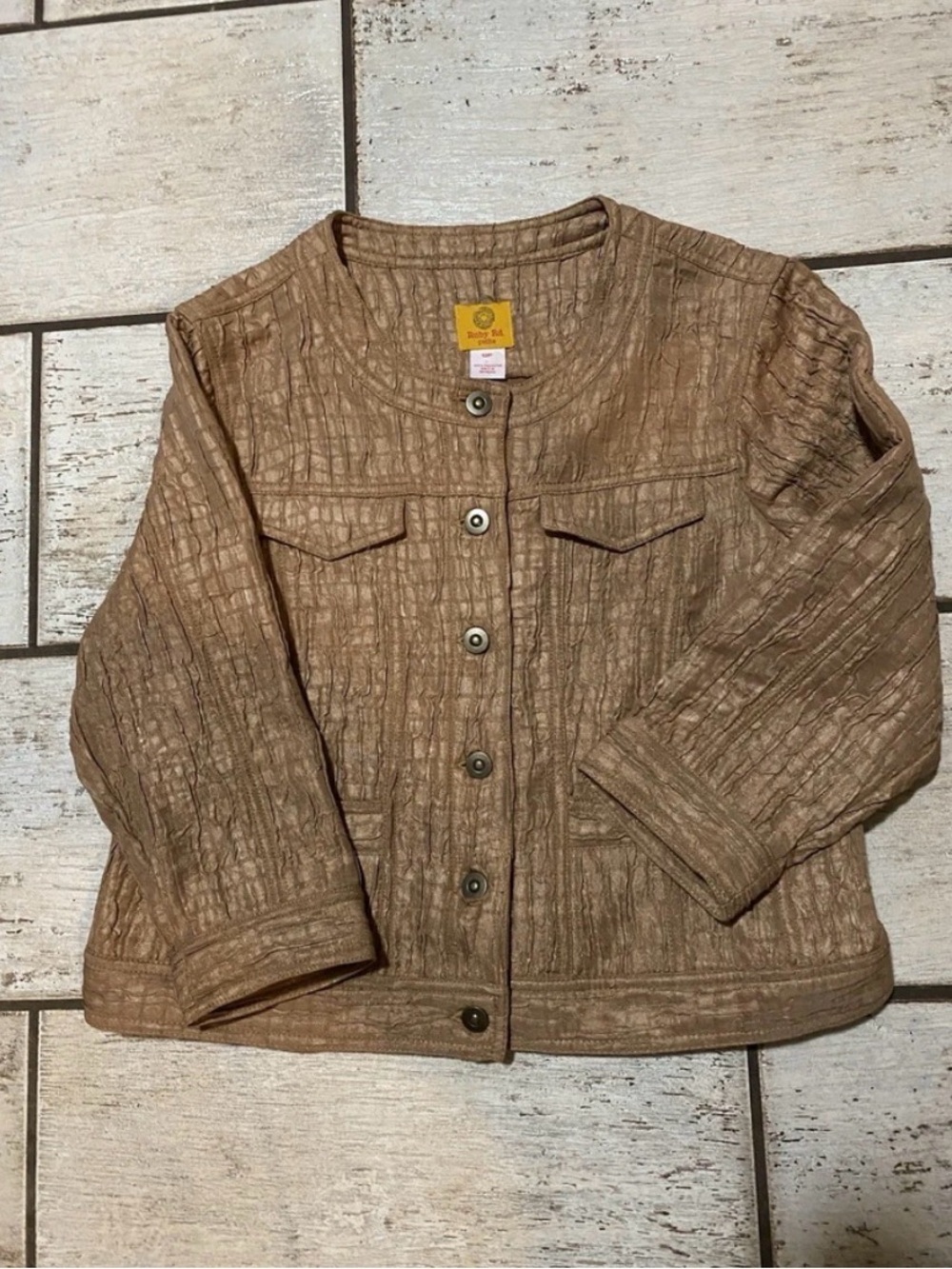 Brand New With Tags Textured Button-Front Brown Women's Jacket Size 12 Petite